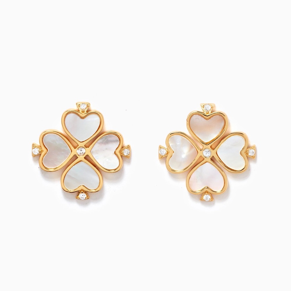 NWT Kate Spade Legacy Logo Stud Earrings in Gold-plated Sterling Silver Dust Bag